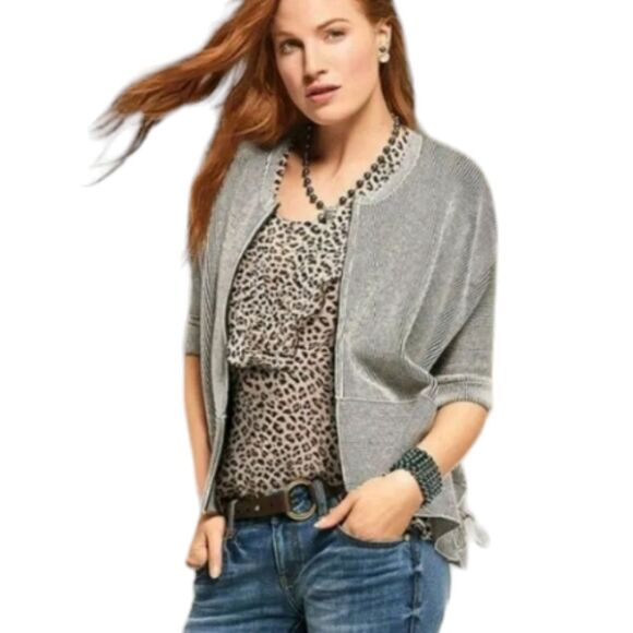 CAbi Top Flutter Blouse Ruffle Sleeveless Cheetah Animal Print Black Cream S - Picture 15 of 16